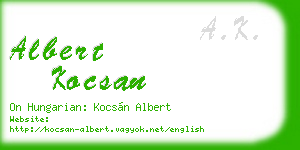 albert kocsan business card